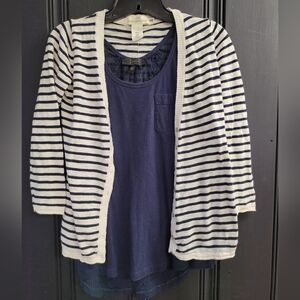 Striped Navy and White Women's Sweater